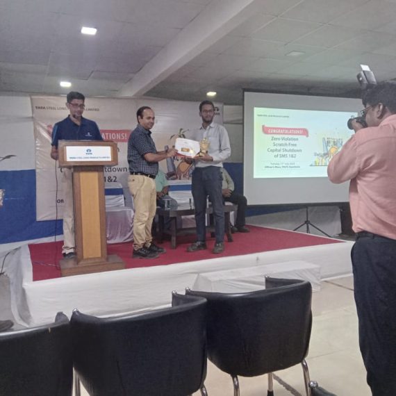 Awarded for Zero safety violation and scratch free capital shutdown at TSLPL, Gamharia